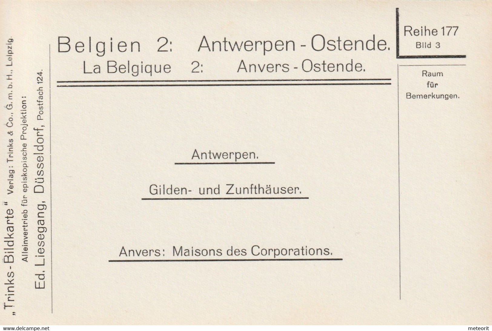 Trinks-Bildkarte, komplette Serie, Epi-Reihe 177 Belgien 2 Antwerpen + Ostende, 12 Karten 9 x 12 cm, sehr gute Erhaltung