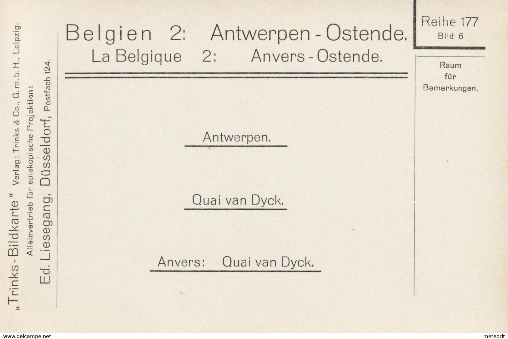 Trinks-Bildkarte, komplette Serie, Epi-Reihe 177 Belgien 2 Antwerpen + Ostende, 12 Karten 9 x 12 cm, sehr gute Erhaltung
