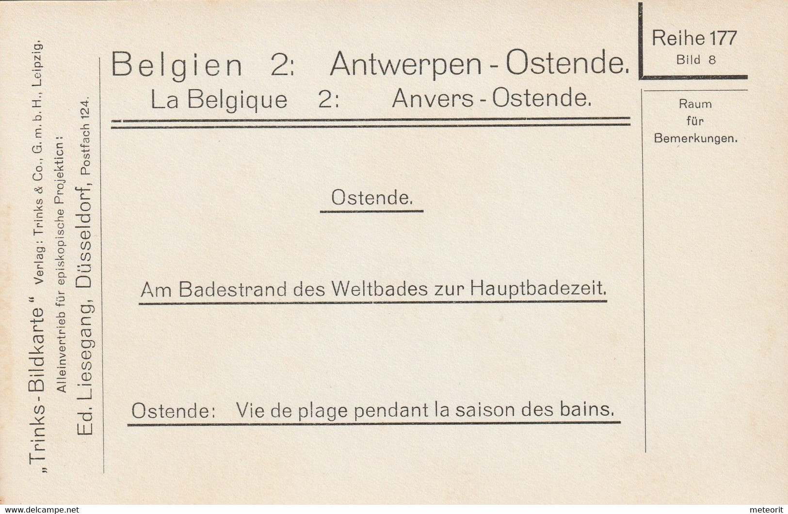 Trinks-Bildkarte, komplette Serie, Epi-Reihe 177 Belgien 2 Antwerpen + Ostende, 12 Karten 9 x 12 cm, sehr gute Erhaltung