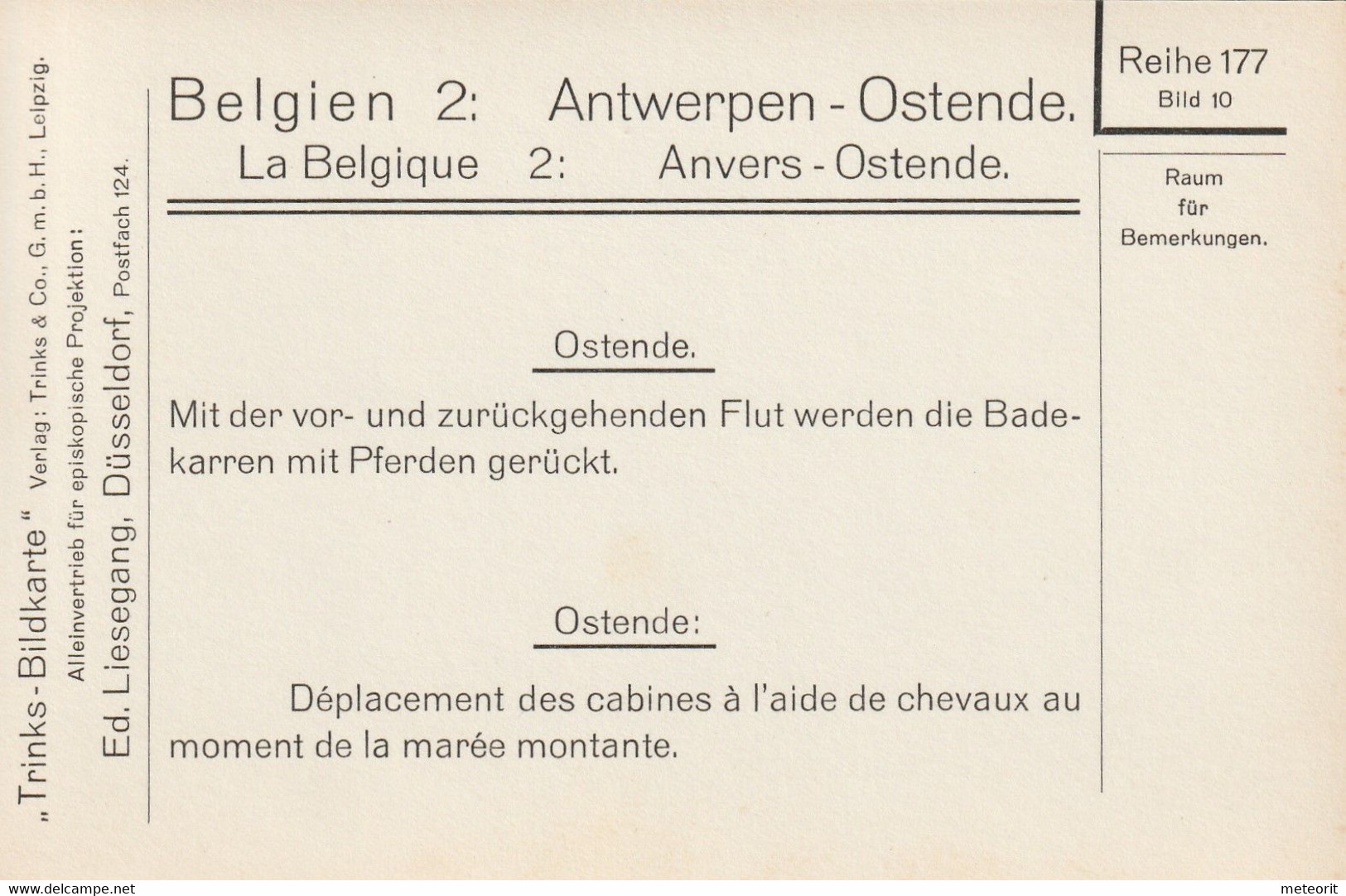 Trinks-Bildkarte, komplette Serie, Epi-Reihe 177 Belgien 2 Antwerpen + Ostende, 12 Karten 9 x 12 cm, sehr gute Erhaltung