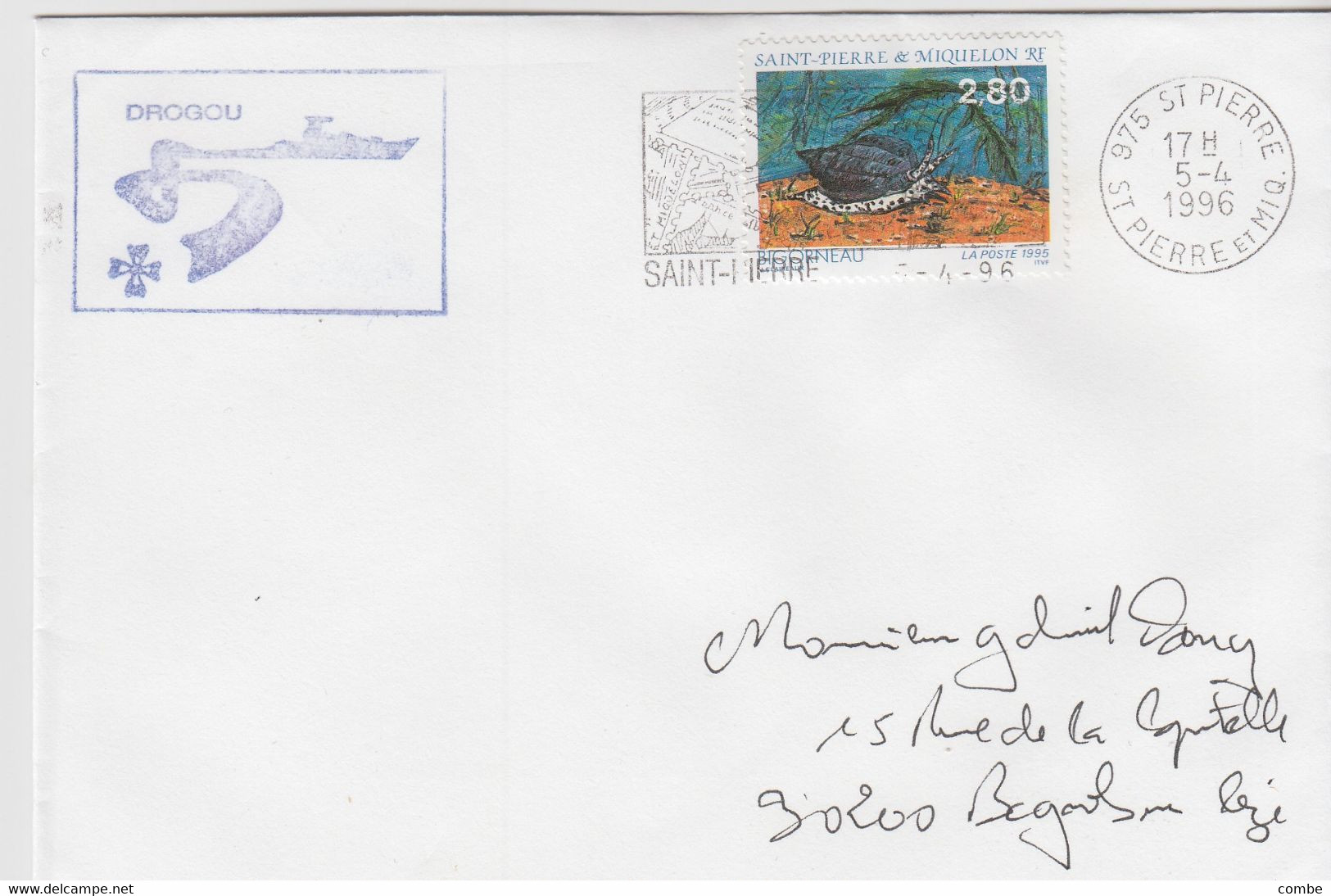 LETTRE. ST PIERRE ET MIQUELON. FRANCE NAVIRE. LE DROGOU - Lettres & Documents