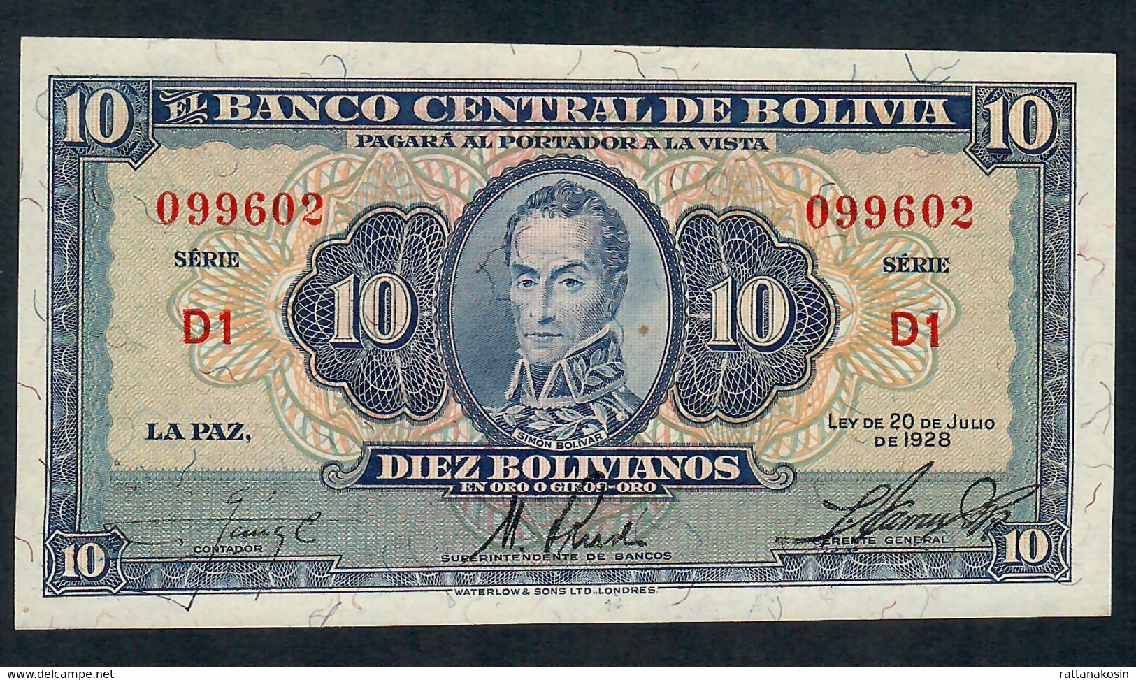 BOLIVIA P130 10 BOLIVIANOS 1928     UNC. - Bolivie