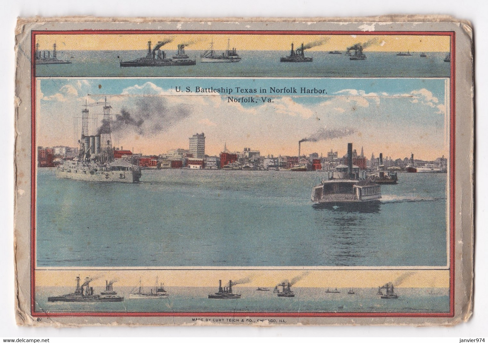 Carte De 1919 Souvenir Norfolk Newport News Avec 22 Photos Recto Verso , Pour Le Mas D’Azil Ariège - Norfolk