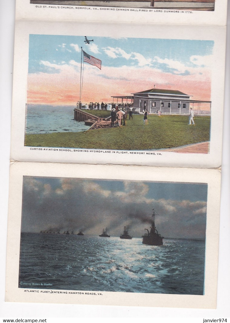 Carte de 1919 Souvenir Norfolk Newport News avec 22 photos recto verso , pour le Mas d’Azil Ariège