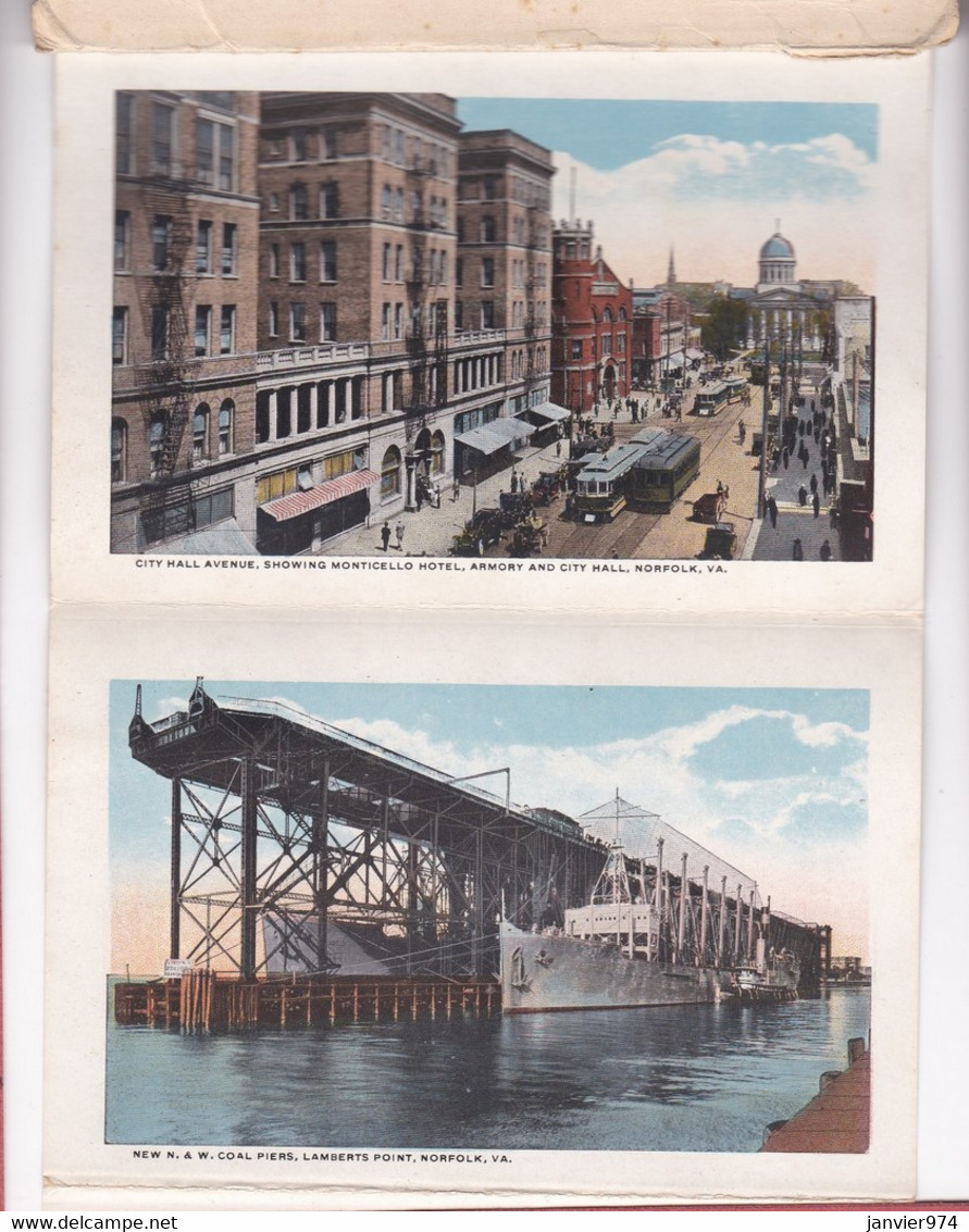 Carte de 1919 Souvenir Norfolk Newport News avec 22 photos recto verso , pour le Mas d’Azil Ariège