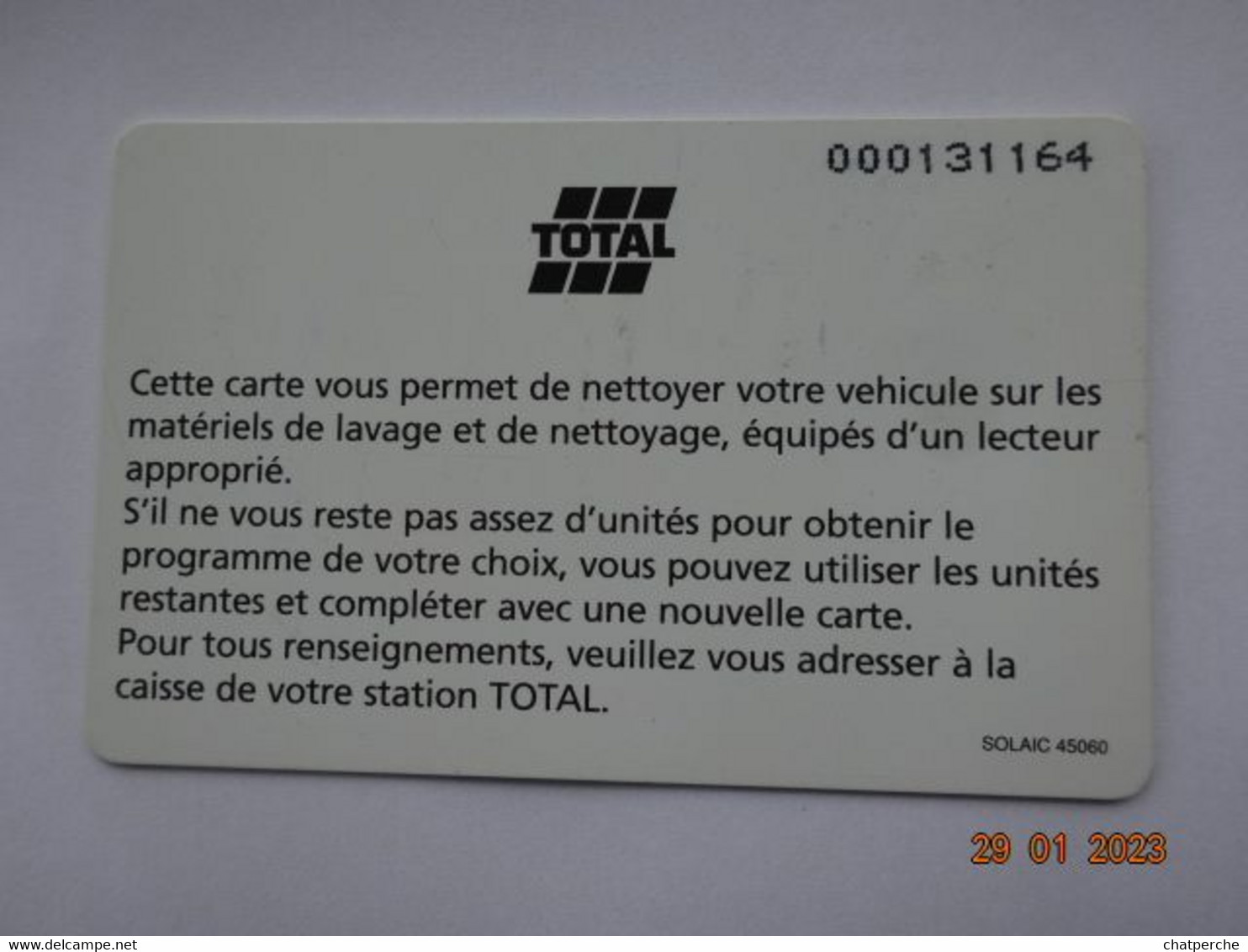 CARTE A PUCE CHIP CARD  CARTE LAVAGE AUTO TOTAL 18 UNITES - Car-wash