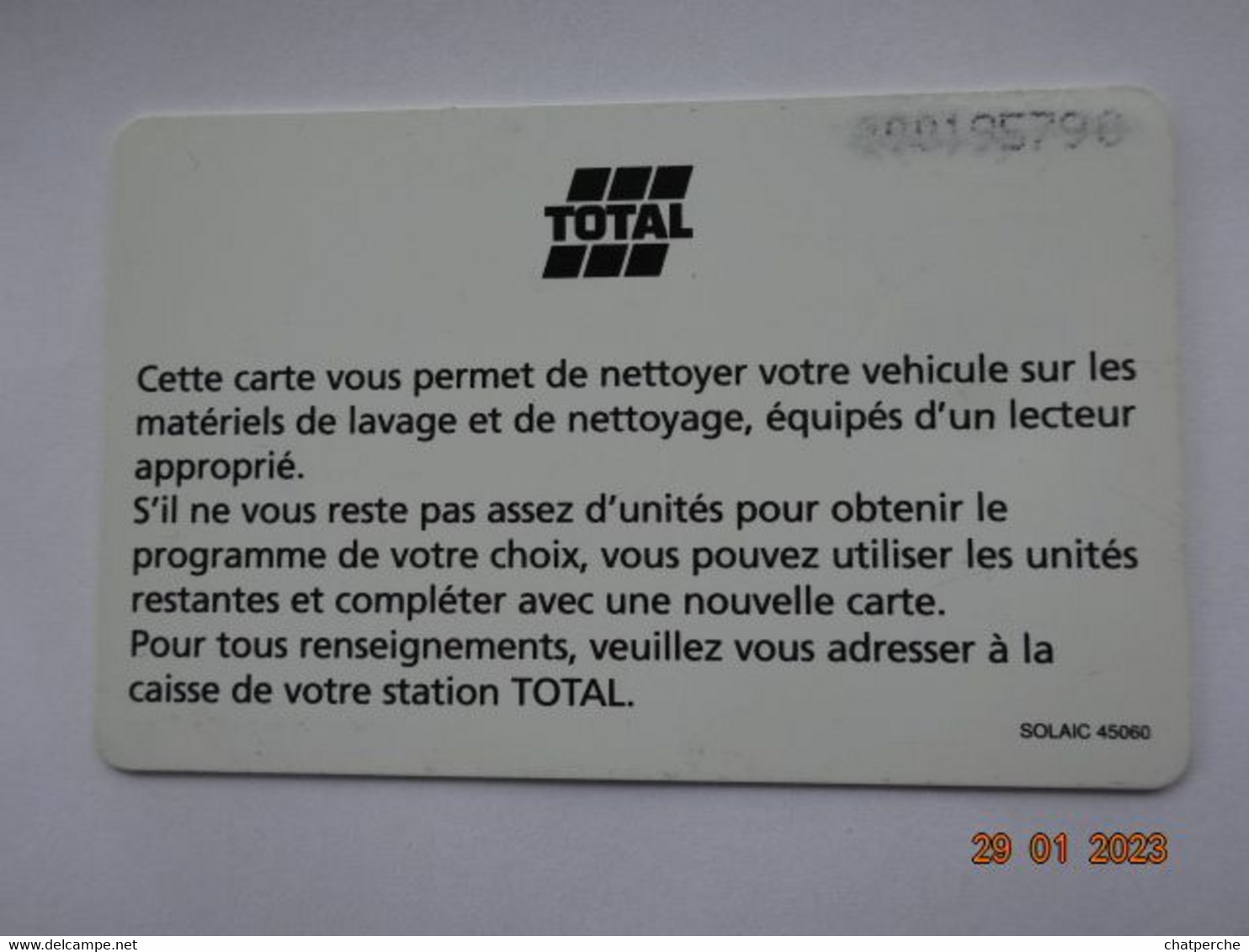 CARTE A PUCE CHIP CARD  CARTE LAVAGE AUTO TOTAL 36 UNITES - Colada De Coche