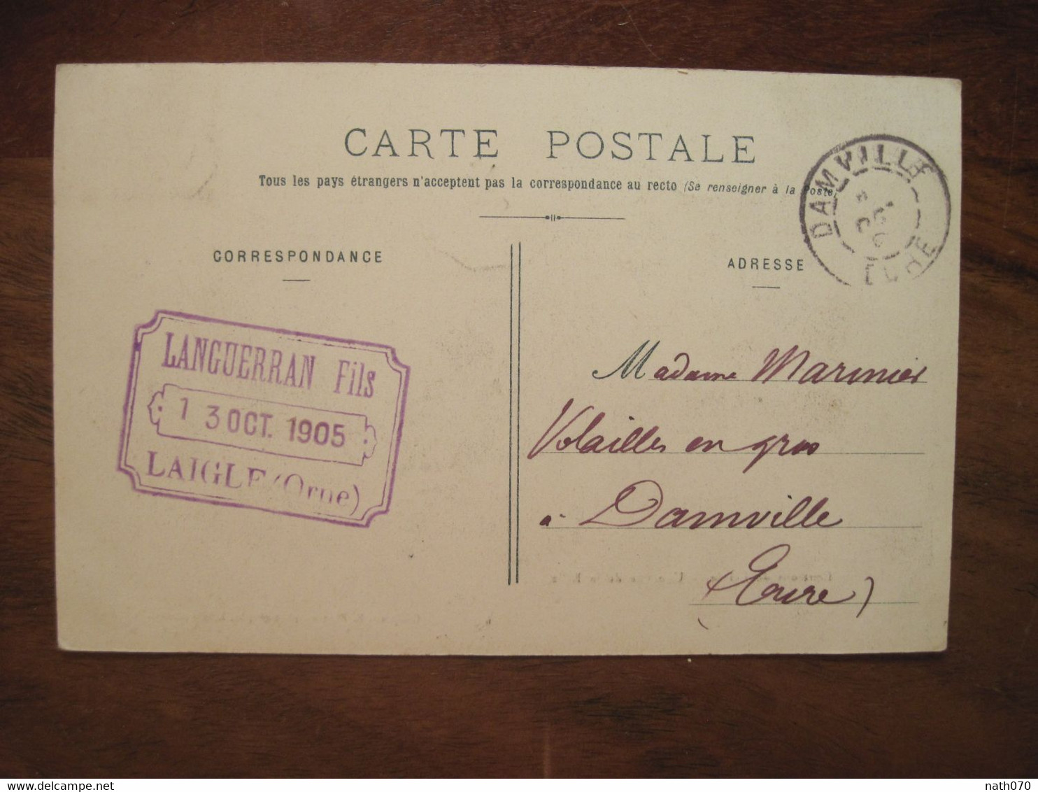 1905 Cpa Vue De La Rille Ambulant LAigle à Conches Damville Cover - L'Aigle