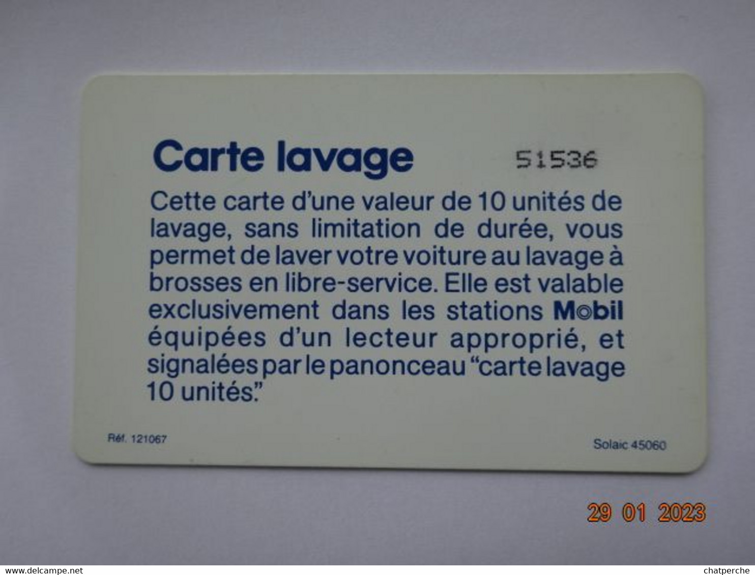 CARTE  A PUCE CHIP CARD CARTE LAVAGE AUTO MOBIL  10 UNITES - Autowäsche