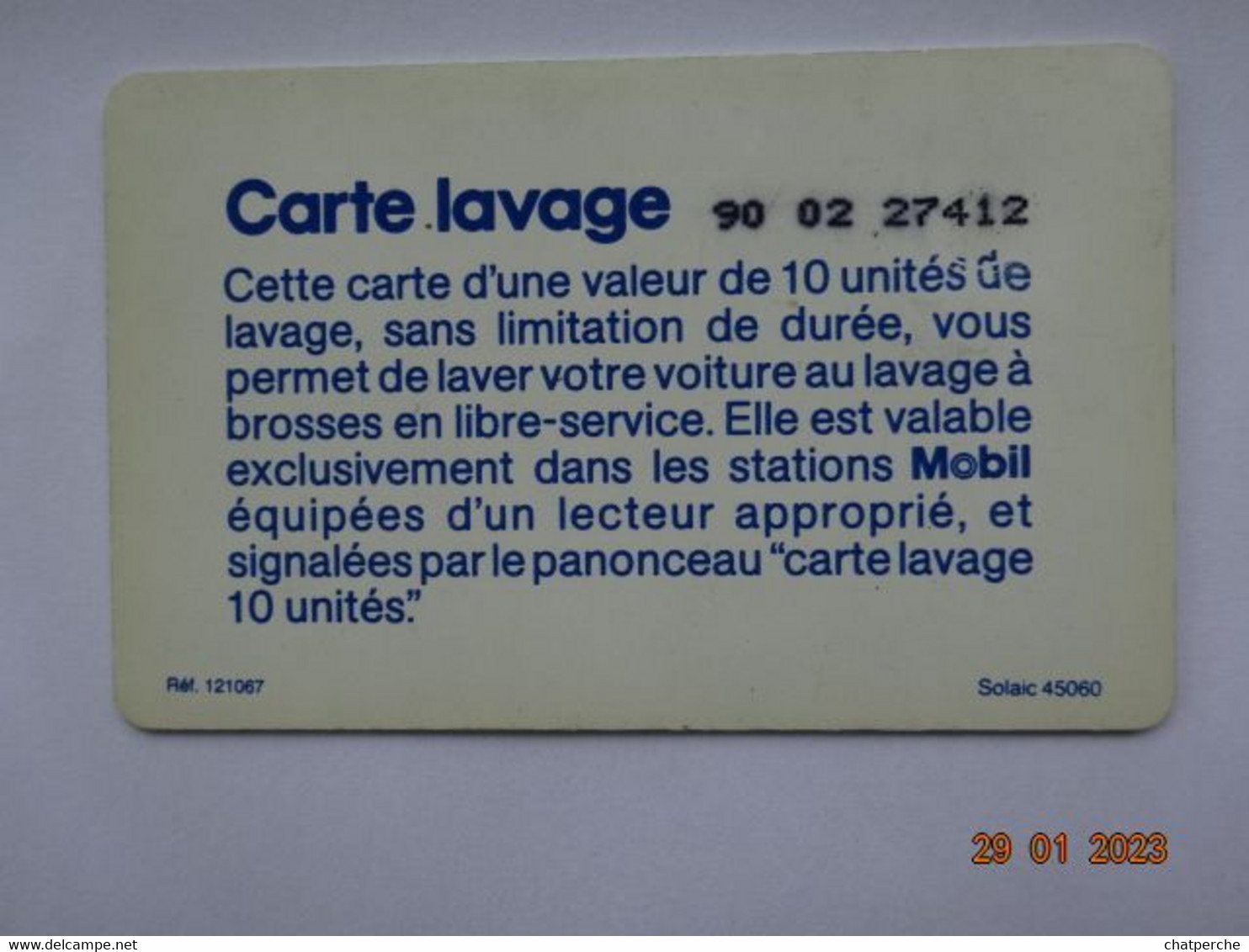 CARTE  A PUCE CHIP CARD CARTE LAVAGE AUTO MOBIL  10 UNITES - Car-wash