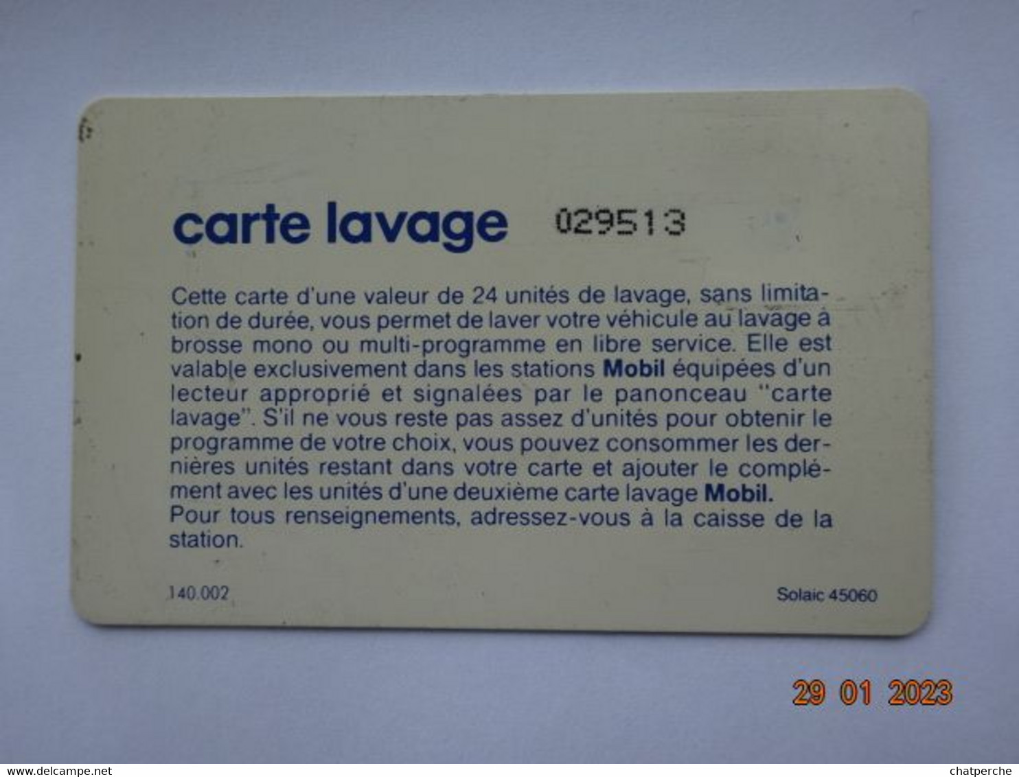 CARTE  A PUCE CHIP CARD CARTE LAVAGE AUTO MOBIL  24 UNITES - Colada De Coche