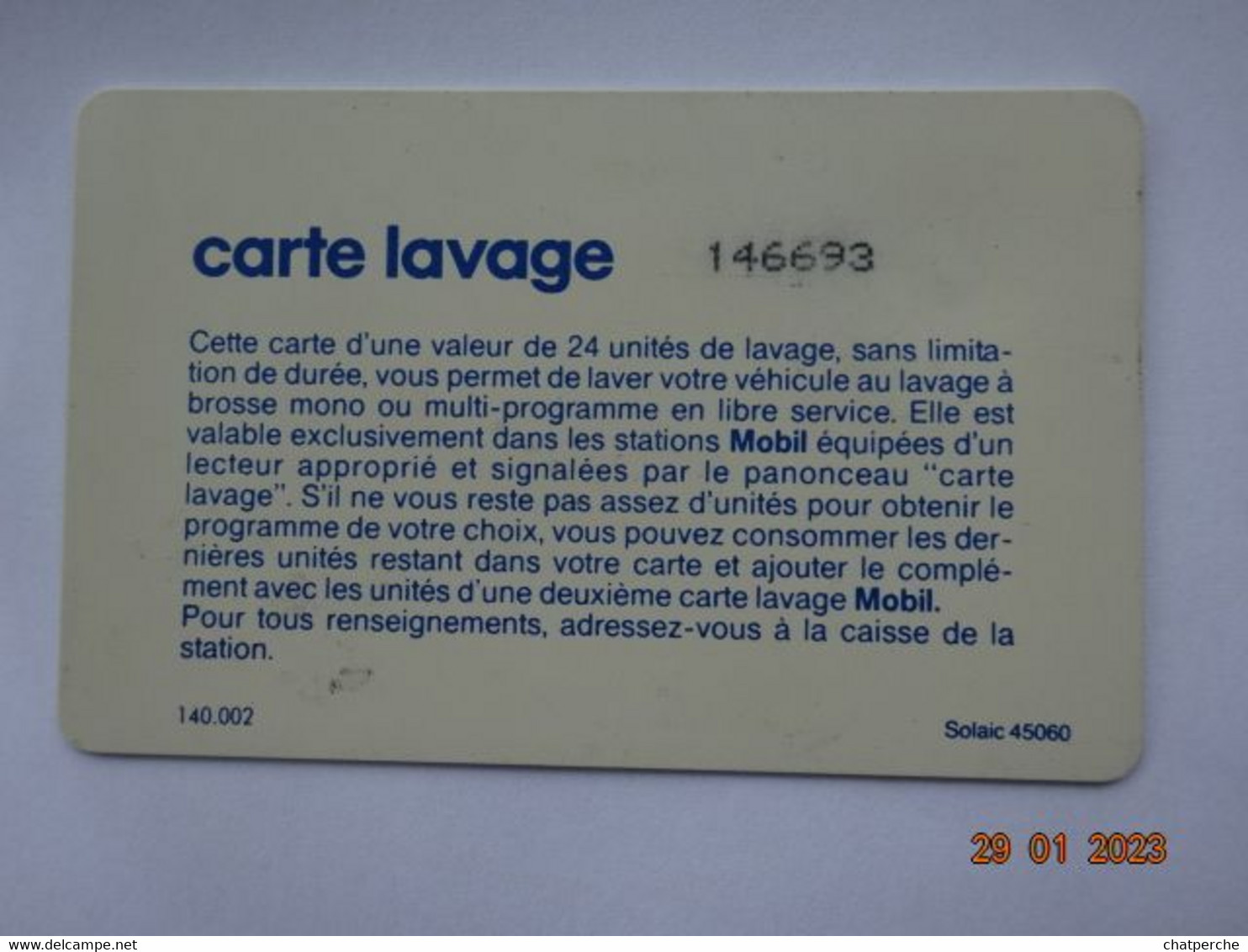 CARTE  A PUCE CHIP CARD CARTE LAVAGE AUTO MOBIL  24 UNITES - Car Wash Cards