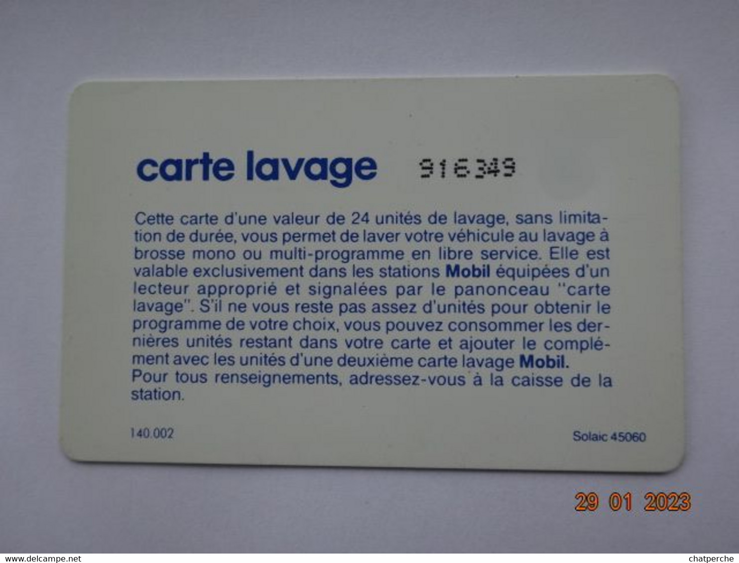 CARTE  A PUCE CHIP CARD CARTE LAVAGE AUTO MOBIL  24 UNITES - Car Wash