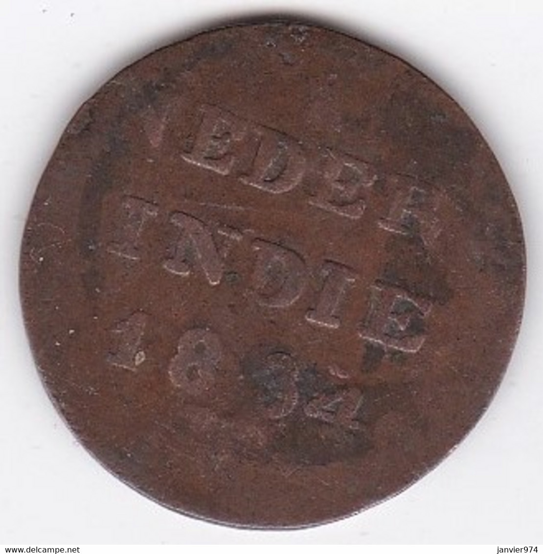 Indes Orientales Néerlandaises 2 Cents 1834 V  Sumatra, Willem I. KM# 291 - Indes Néerlandaises