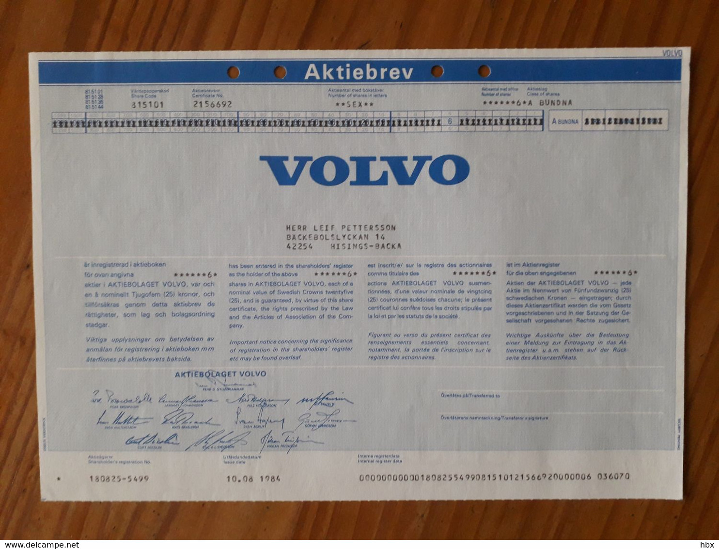 Volvo AB - 1984 - Automovilismo