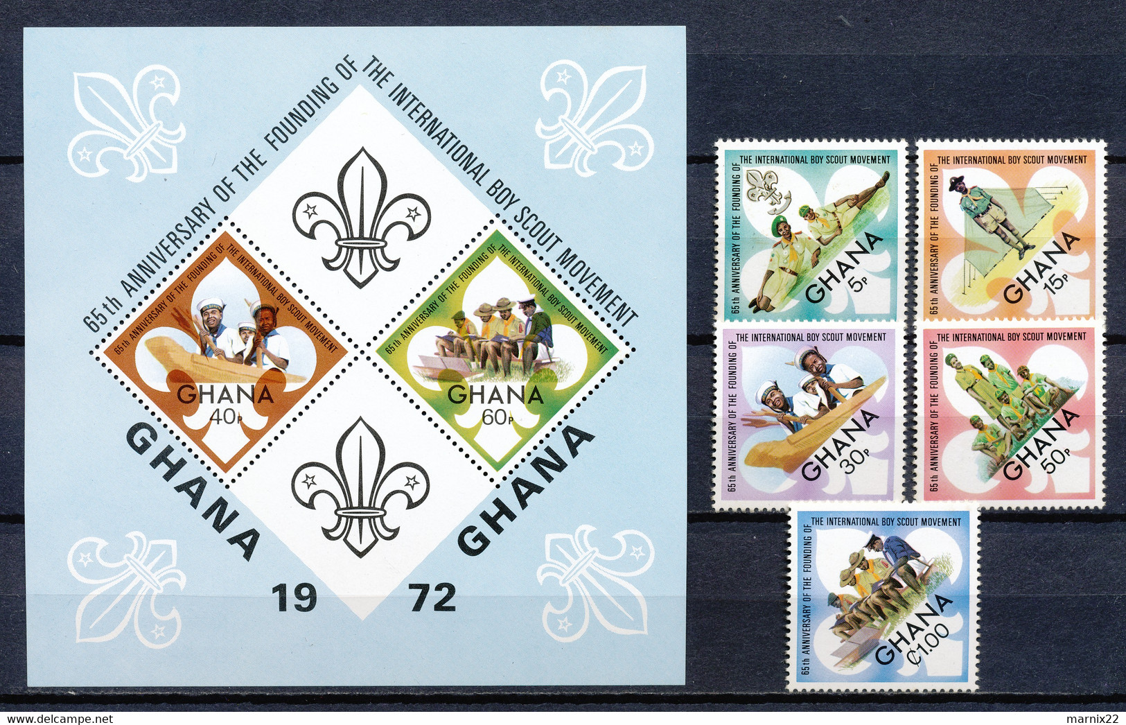 GHANA 1972 - 65th ANNIV. OF THE FINDING OF THE INTERNATIONAL SCOUT MOVEMENT                                      Hk129-6 - Ghana (1957-...)