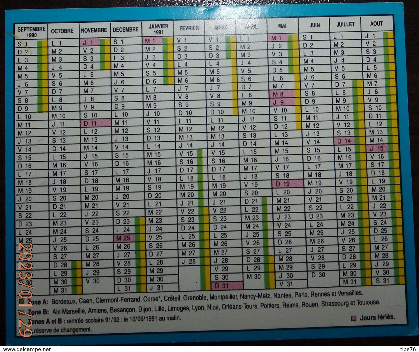 Calendriers de poche -  Canada