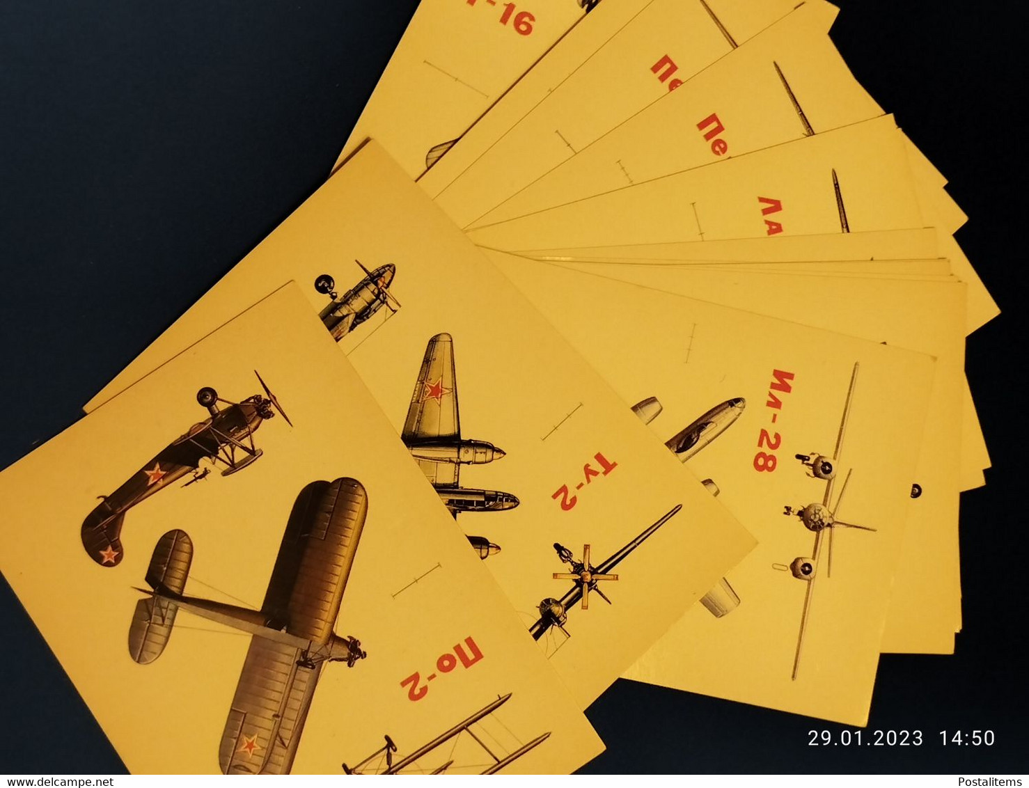 Set Of 16 Postcards. Soviet Military Aircraft. 1984 - Equipment