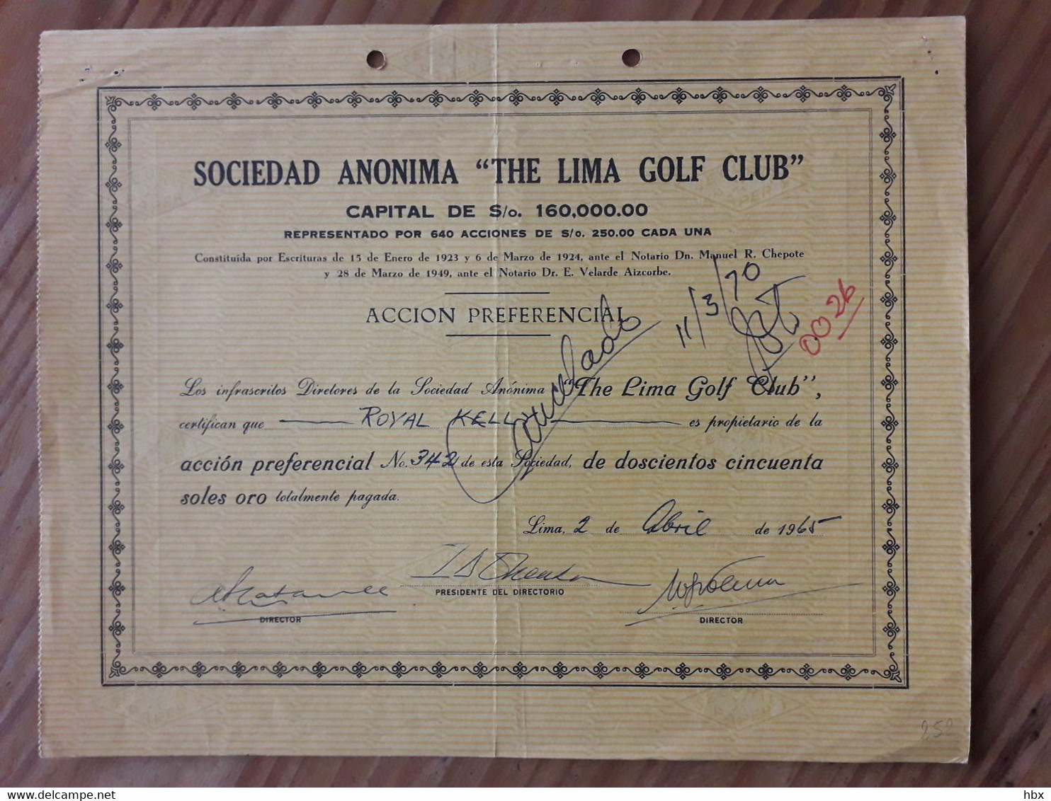 The Lima Golf Club - 1965 - Deportes