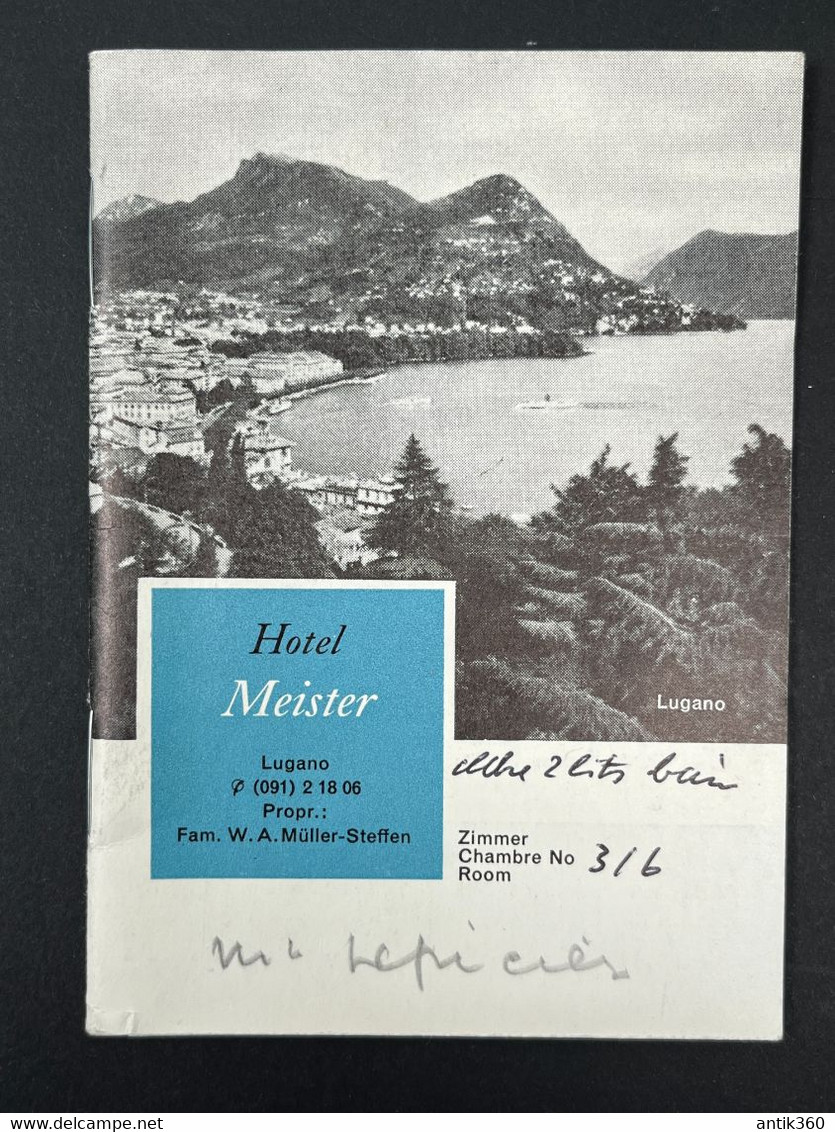 Ancien Dépliant Touristique Hôtel MEISTER Lugano Suisse Avec Publicité Pub ROLEX OMEGA CERTINA 34 Pages - Reiseprospekte