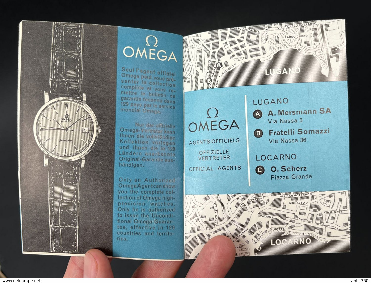 Ancien Dépliant Touristique Hôtel MEISTER Lugano Suisse Avec Publicité Pub ROLEX OMEGA CERTINA 34 Pages - Reiseprospekte