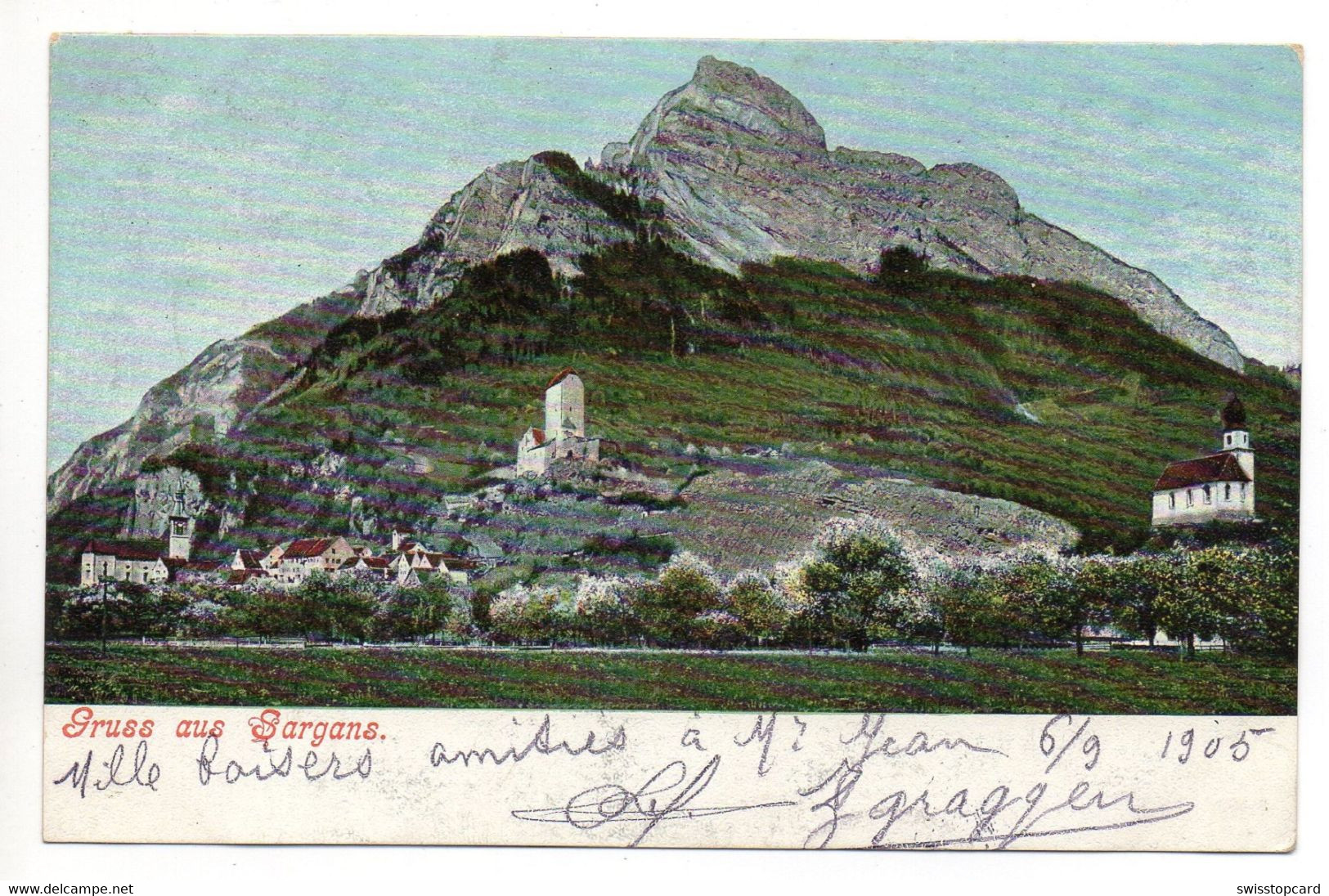 Gruss Aus SARGANS Gel. 1905 Ambulant No. 25 N. Chur - Sargans