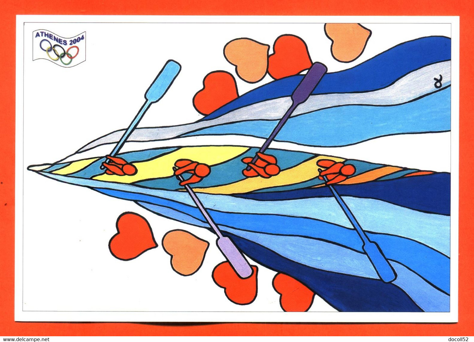 CPM GF JEUX OLYMPIQUES ATHENES 2004 " L'AVIRON " ILLUSTREE PAR M LEDOGAR POUR FESTICART ENGHEIN LES BAINS - 800 EX - Roeisport