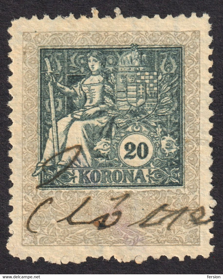 1903 Hungary Croatia Slovakia Vojvodina Serbia Romania Transylvania K.u.k Kuk - Revenue Tax Stamp - USED - 20 K - Steuermarken