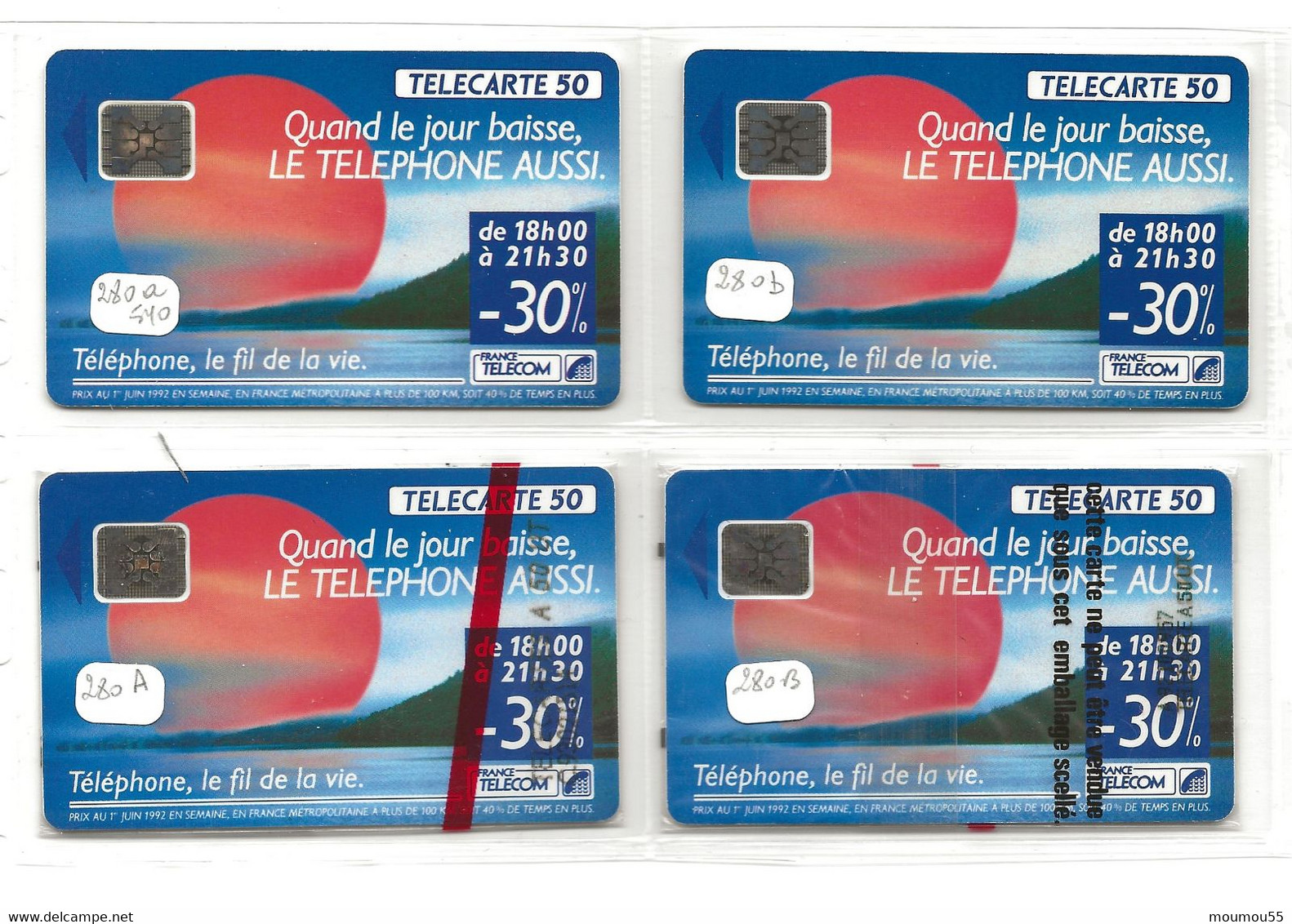 F 280     SOLEIL ROUGE  11 TC DONT 4  NSB  7 LUXE COTE  143  EUROS - 1992