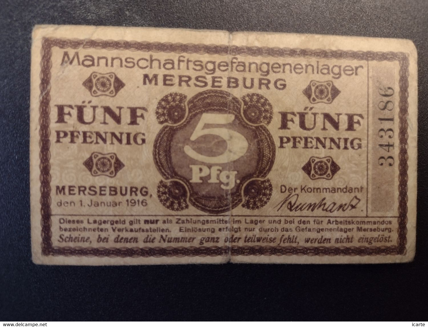 Billet 5 PFENNIG LAGERGELD MONNAIE DE CAMP PRISONNIER DE GUERRE Kriegsgefangenenlager MERSEBURG - Sonstige & Ohne Zuordnung