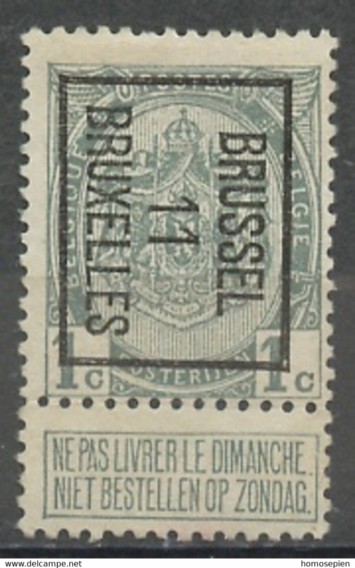 Belgique - Belgium - Belgien Préoblitéré 1907 Y&T N°PREO81 - Michel N°V78 Nsg - 1c Bruxelles 11 - Avec Tabs - Typos 1906-12 (Armoiries)