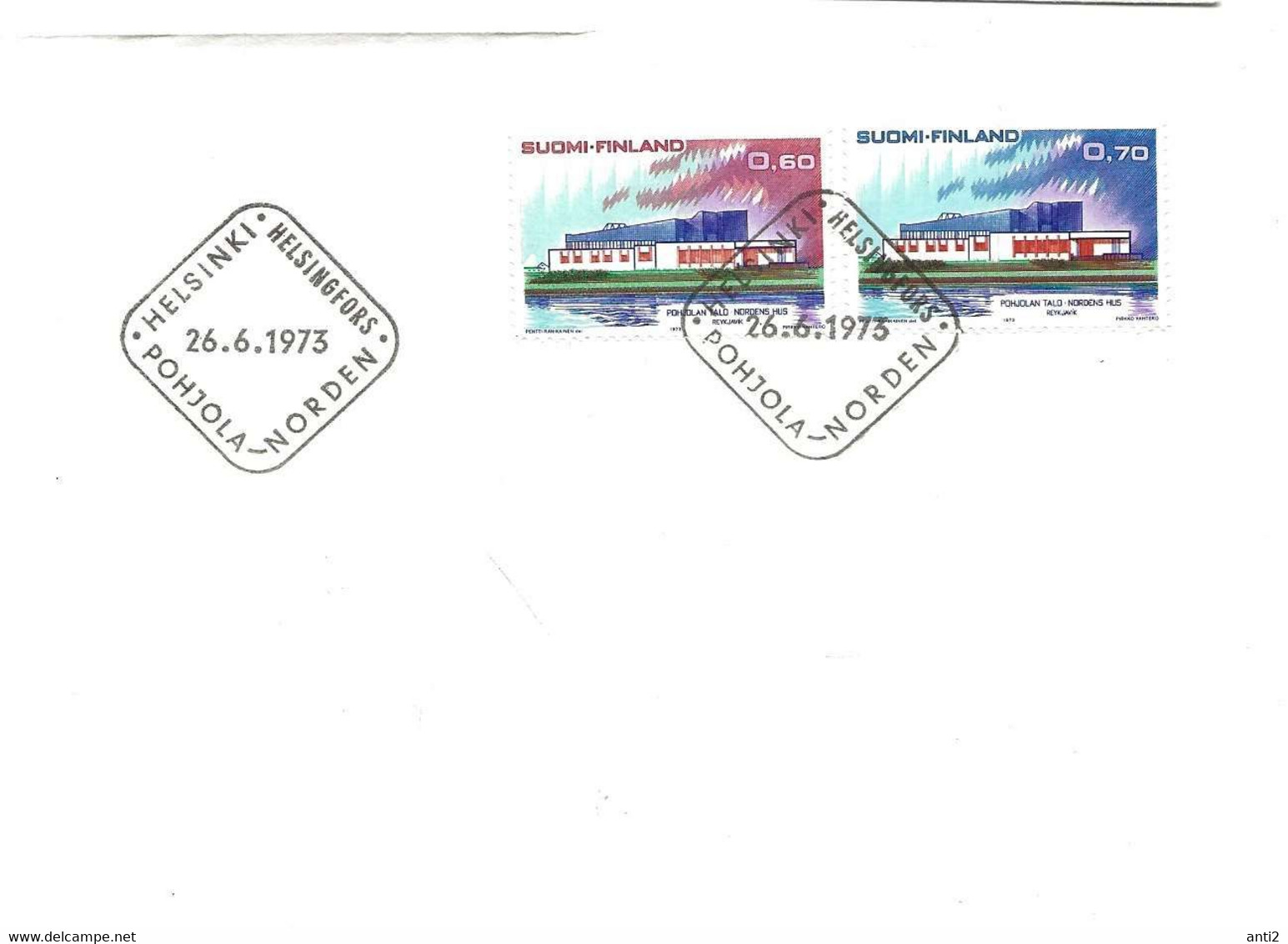 Finland  1973 NORDEN : House Of The North, Reykjavik, MI 724-725 FDC - Lettres & Documents