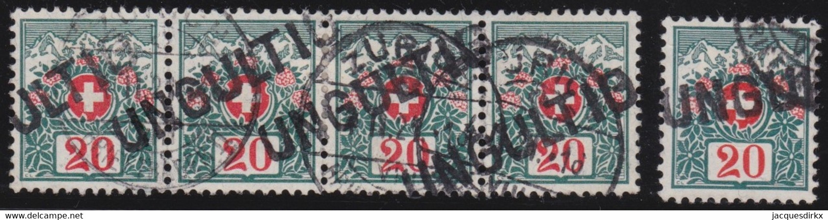 Schweiz    .    Yvert   .  5  Marken  (4 + 1)         .       O    .    Gestempelt - Strafportzegels
