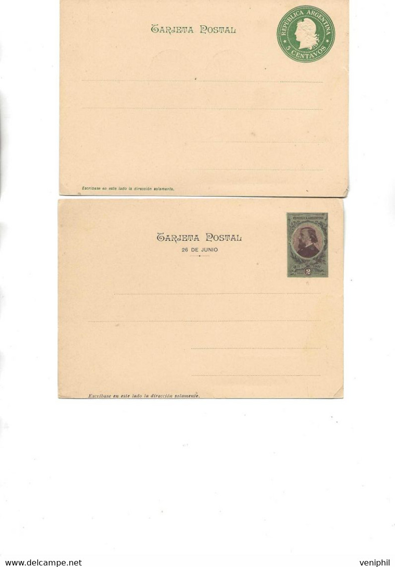 ARGENTINE - 2 ENTIERS POSTAUX AVANT 1900 -NEUFS - TTB - Postal Stationery