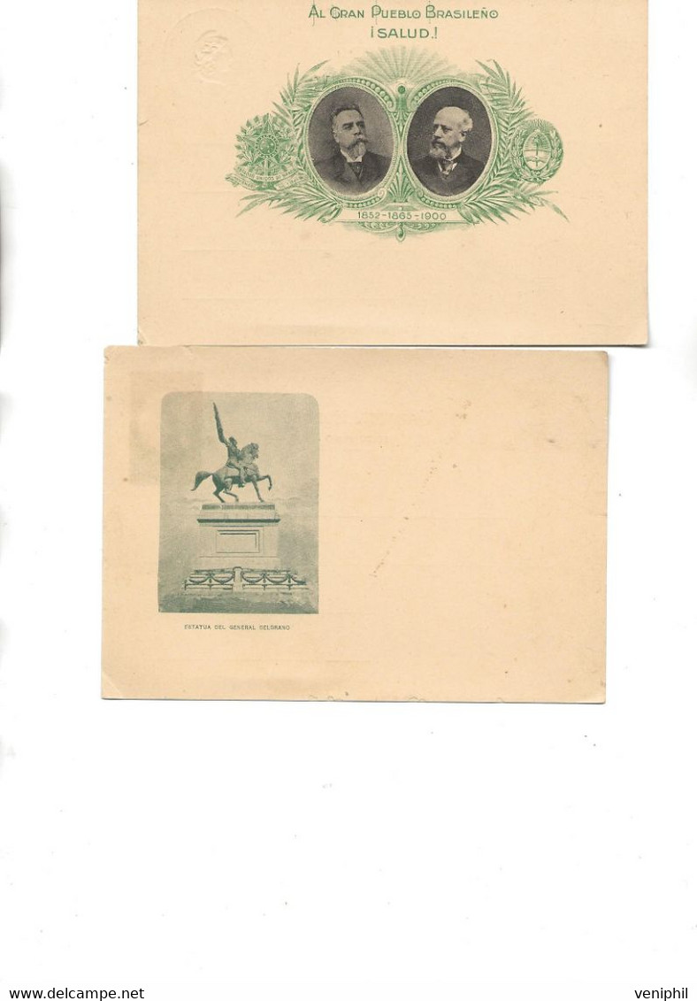 ARGENTINE - 2 ENTIERS POSTAUX AVANT 1900 -NEUFS - TTB - Postal Stationery
