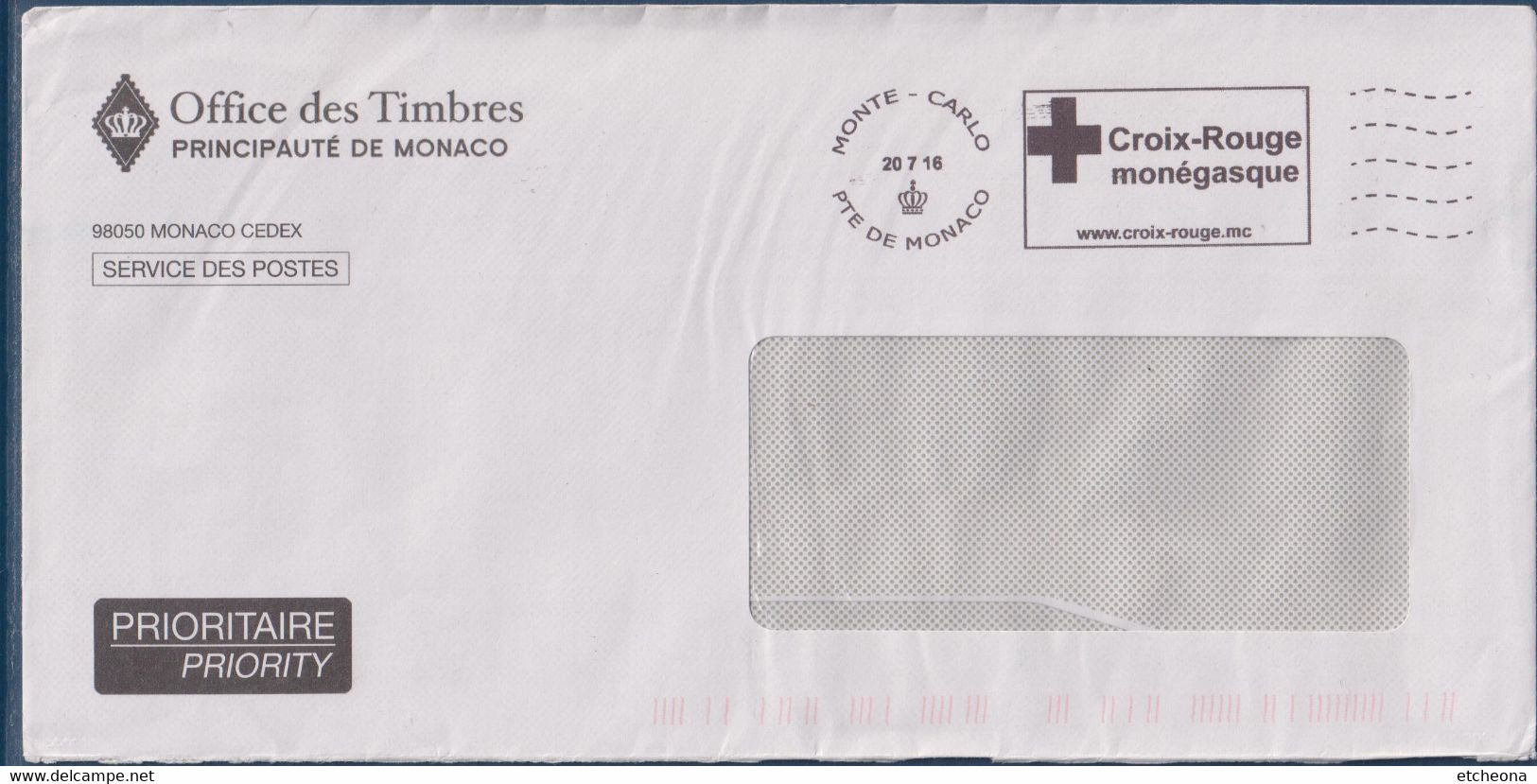 Monaco Flamme Coix-Rouge Monégasque, Principauté De Monaco Monte-Carlo 20.07.16 - Postmarks