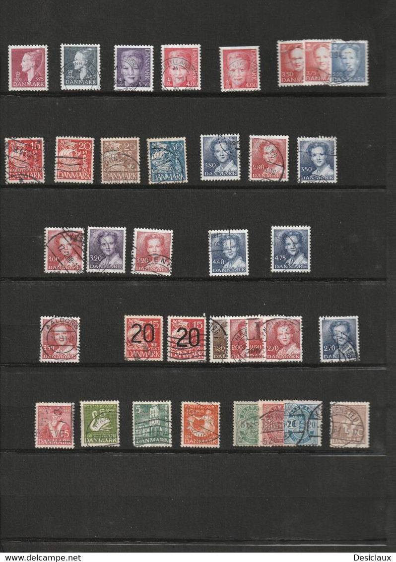 DANEMARK. Plus de 400 timbres oblitérés très variés. Idéal échange vente. Petit prix (0,02€ le timbre). Voir les scans.