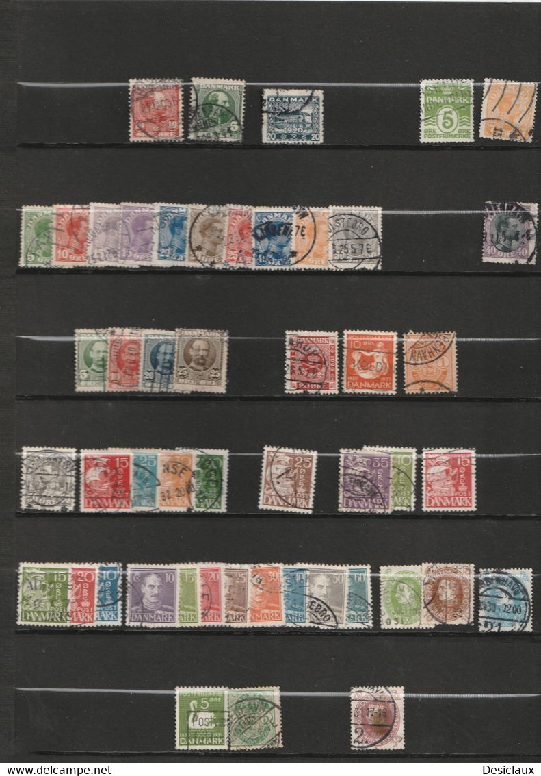 DANEMARK. Plus de 400 timbres oblitérés très variés. Idéal échange vente. Petit prix (0,02€ le timbre). Voir les scans.