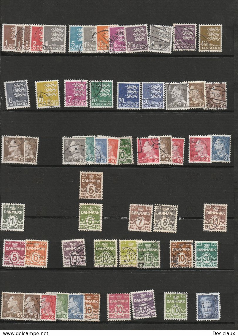 DANEMARK. Plus de 400 timbres oblitérés très variés. Idéal échange vente. Petit prix (0,02€ le timbre). Voir les scans.
