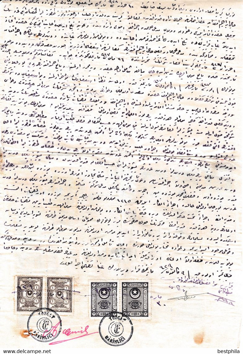 Turkey & Ottoman Empire -  Fiscal / Revenue & Rare Document With Stamps - 199 - Briefe U. Dokumente