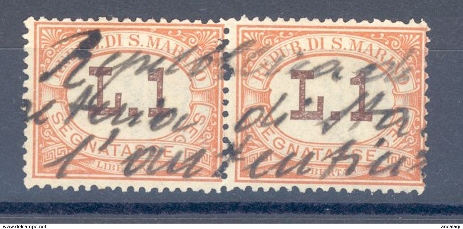 RSM F.lli USATI SEGNATASSE 023 - San Marino 1925 - Coppia Da L.1 - Impuestos