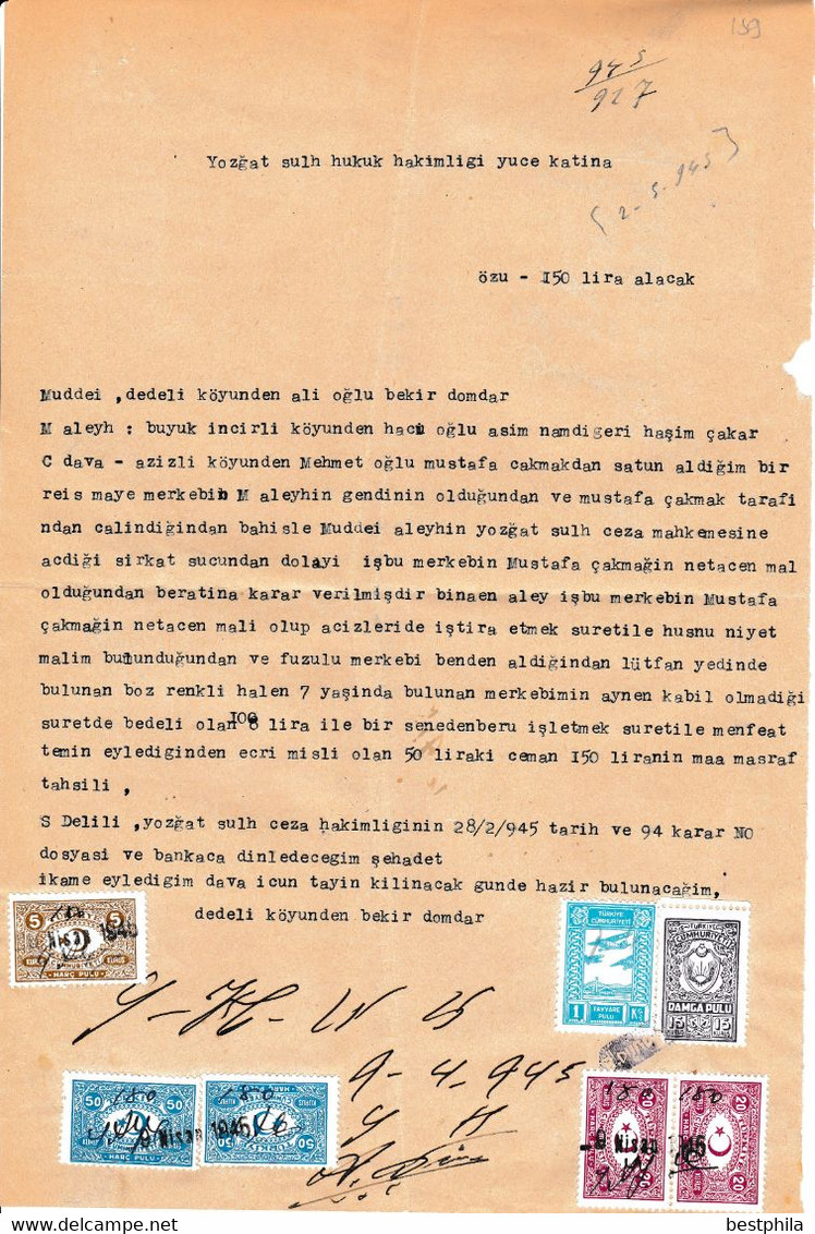 Turkey & Ottoman Empire -  Fiscal / Revenue & Rare Document With Stamps - 159 - Cartas & Documentos