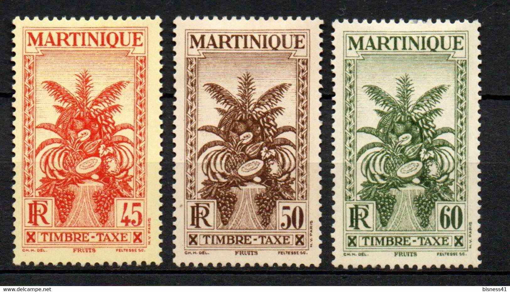 Col32 Colonie Martinique Taxe N° 17 à 19 Neuf X MH Cote : 4,75€ - Timbres-taxe