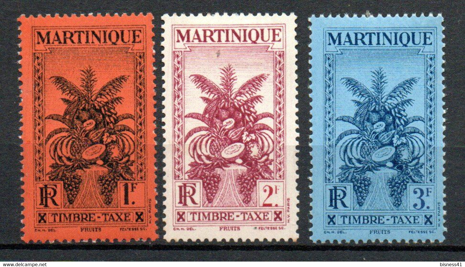 Col32 Colonie Martinique Taxe N° 20 à 22 Neuf X MH Cote : 10,50€ - Impuestos