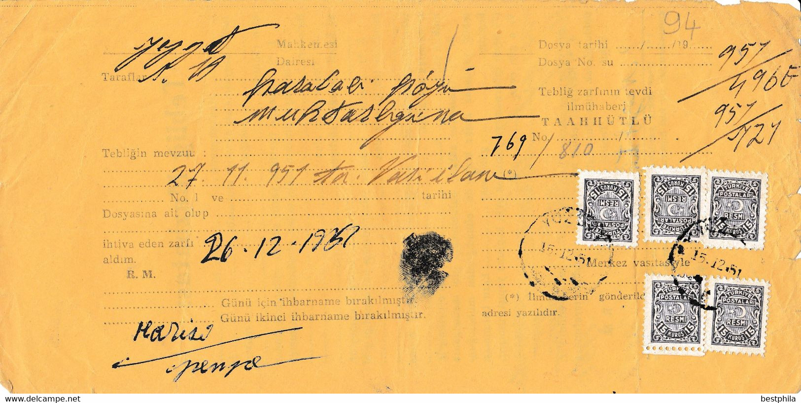 Turkey & Ottoman Empire -  Fiscal / Revenue & Rare Document With Stamps - 94 - Brieven En Documenten