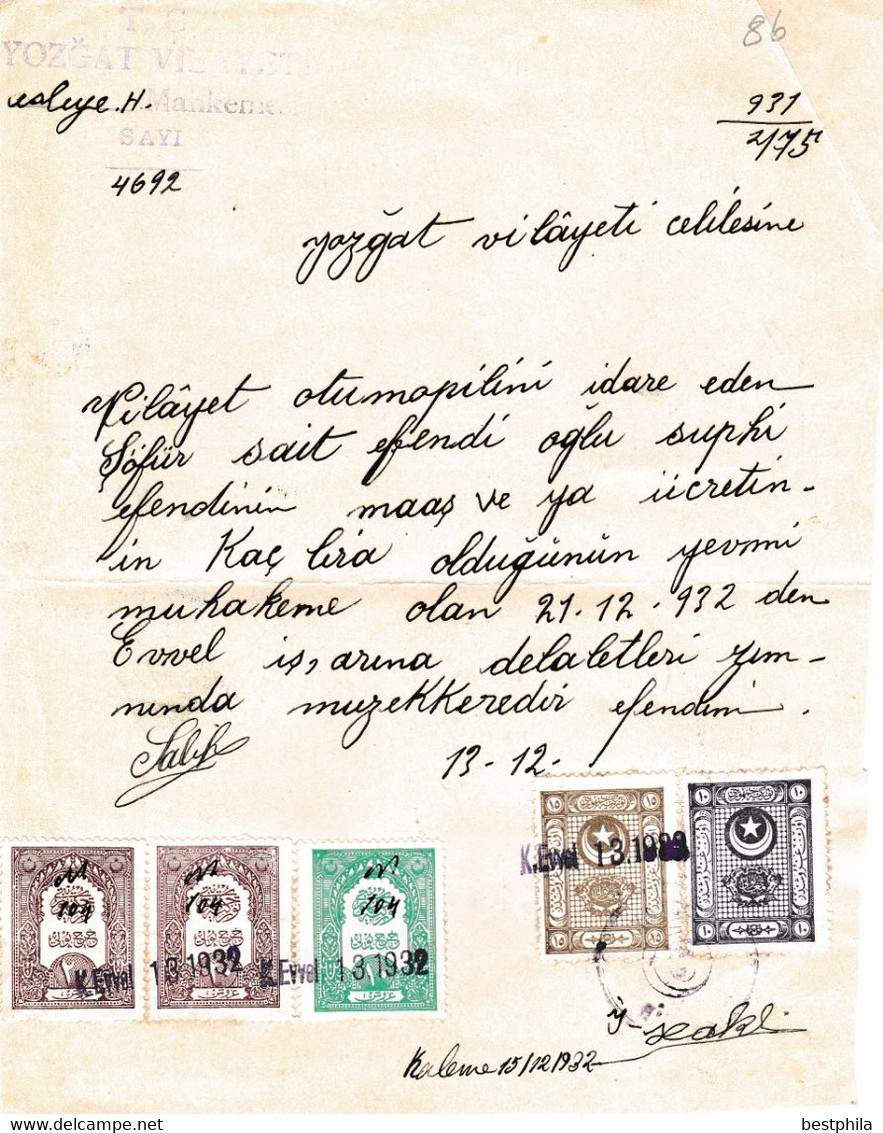 Turkey & Ottoman Empire -  Fiscal / Revenue & Rare Document With Stamps - 86 - Cartas & Documentos