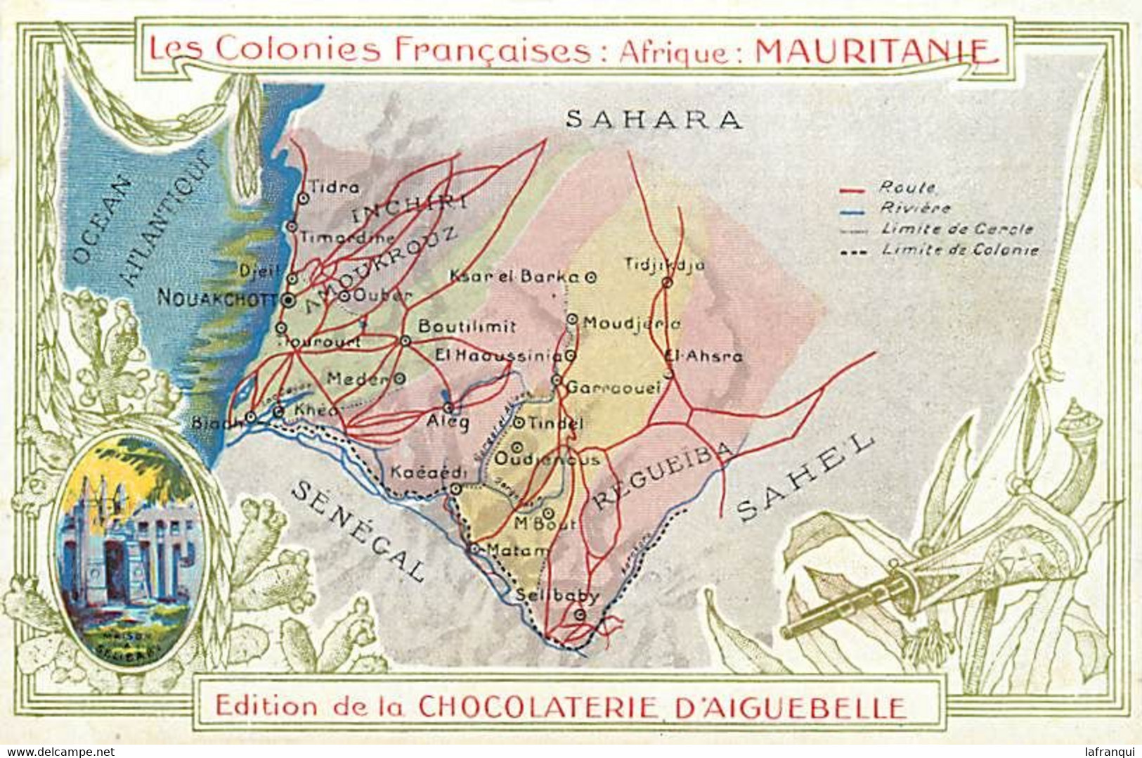 Pays Div -ref CC396- Publicité Chocolaterie D Aiguebelle -carte Geographique -geographie - Mauritanie - - Mauretanien