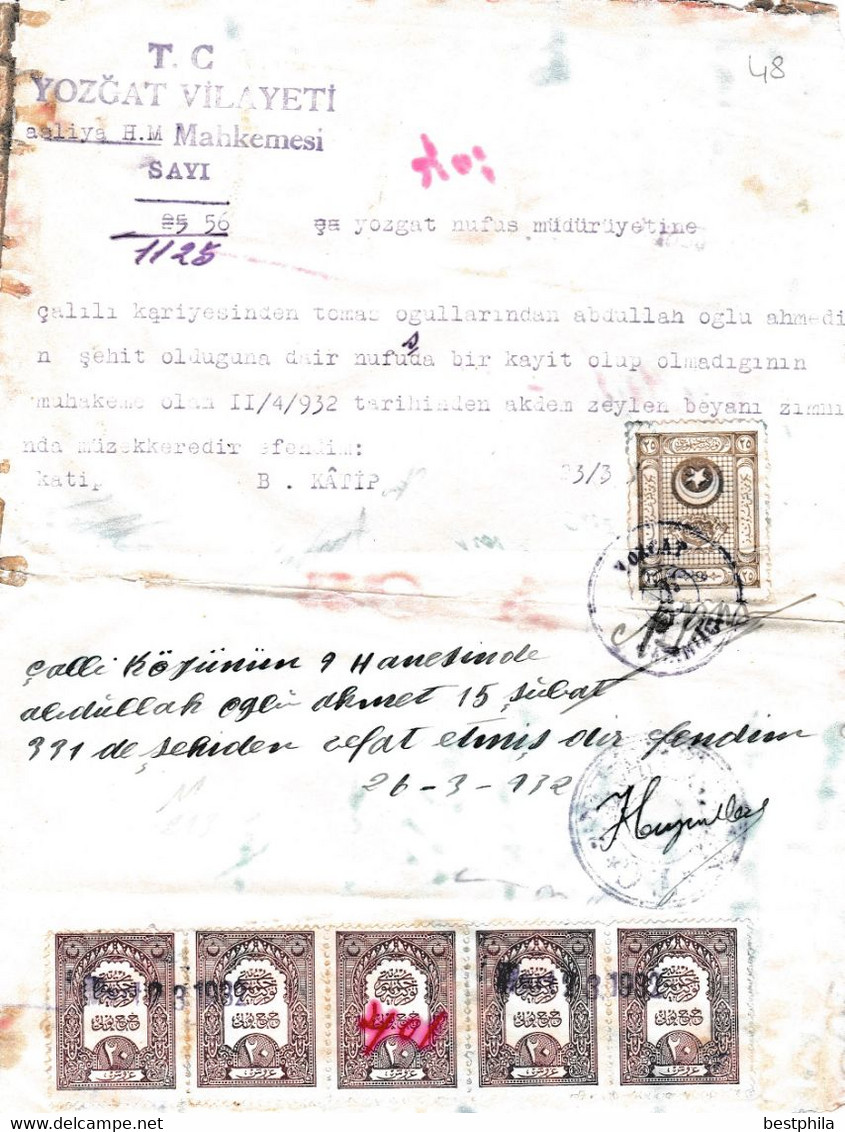 Turkey & Ottoman Empire -  Fiscal / Revenue & Rare Document With Stamps - 48 - Briefe U. Dokumente