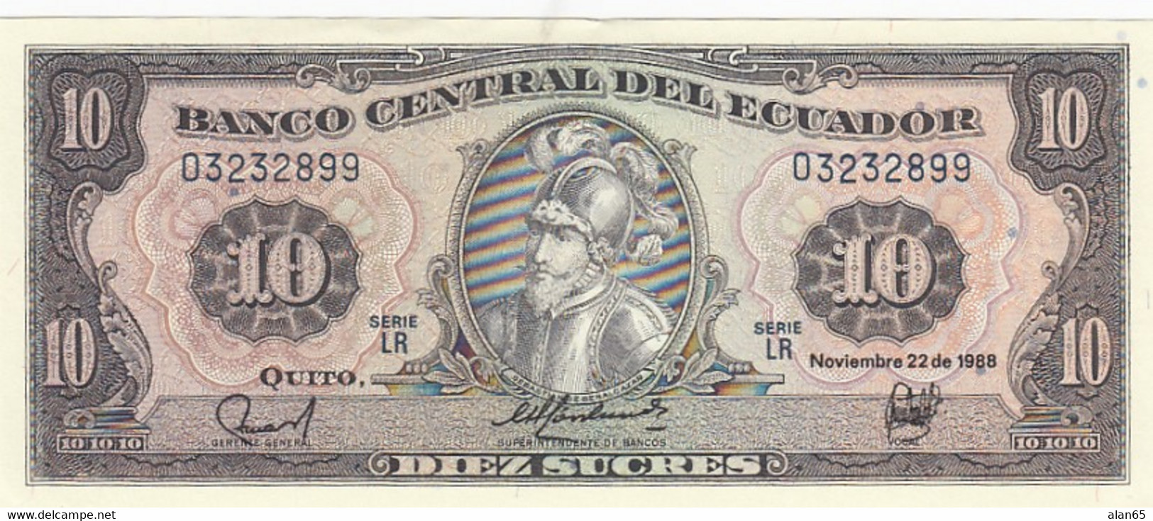 Ecuador #121, 10 Sucres 1988 Banknote - Ecuador