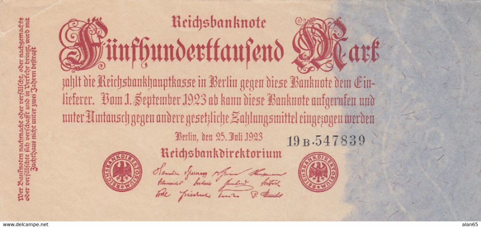 Germany #92, 500 000 Marks 1923 Banknote - 500000 Mark